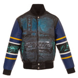 Golden State Warriors JH Design Hand-Painted Leather Jacket - Black - JH Design
