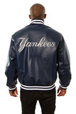 New York Yankees Full Leather Jacket - Navy - JH Design