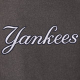 New York Yankees Wool & Leather Reversible Jacket w/ Embroidered Logos - Charcoal/Navy - J.H. Sports Jackets