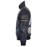 New York Yankees JH Design Hand-Painted Leather Jacket - Navy - JH Design