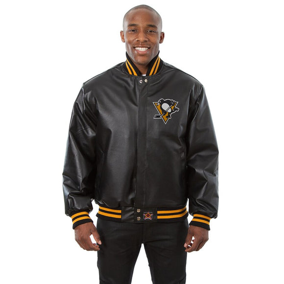 Pittsburgh Penguins Full Leather Jacket - Black - JH Design
