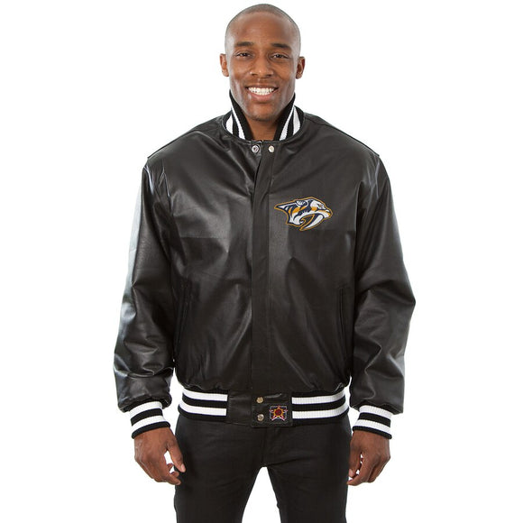 Nashville Predators Full Leather Jacket - Black - JH Design