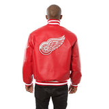 Detroit Red Wings Full Leather Jacket - Red - JH Design