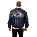Colorado Avalanche Full Leather Jacket - Navy - JH Design