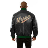 Minnesota Wild Full Leather Jacket - Black - JH Design