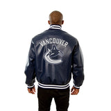 Vancouver Canucks Full Leather Jacket - Navy - JH Design