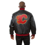 Calgary Flames Full Leather Jacket - Black - JH Design