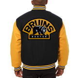 Boston Bruins Embroidered Wool Jacket - Black - JH Design