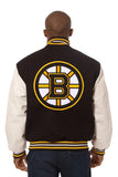 Boston Bruins Two-Tone Wool and Leather Jacket - Black - J.H. Sports Jackets