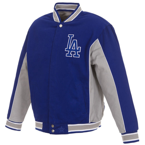 Los Angeles Dodgers Reversible Twill Jacket - Gray/Royal - JH Design