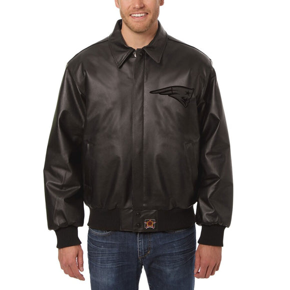 New England Patriots JH Design Tonal Leather Jacket - Black - JH Design