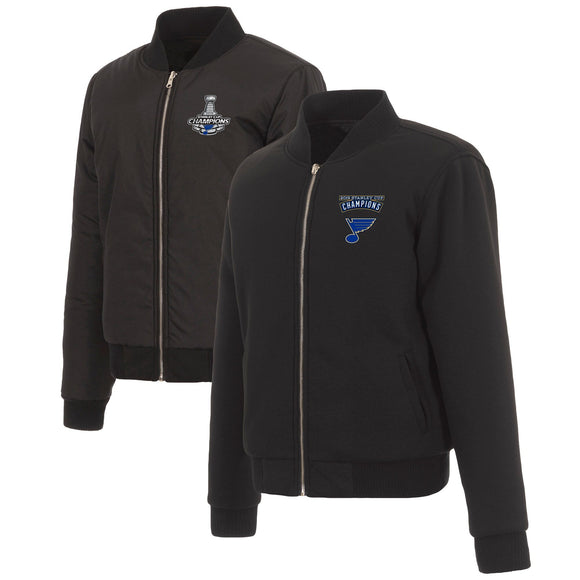 St. Louis Blues JH Design Women's 2019 Stanley Cup Champions Reversible Fleece Jacket - Black - JH Design