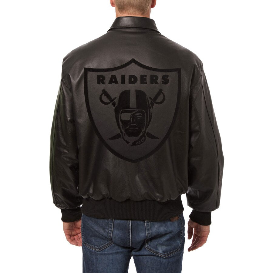 Las Vegas Raiders JH Design Twill Full-Snap Jacket - Black/Silver