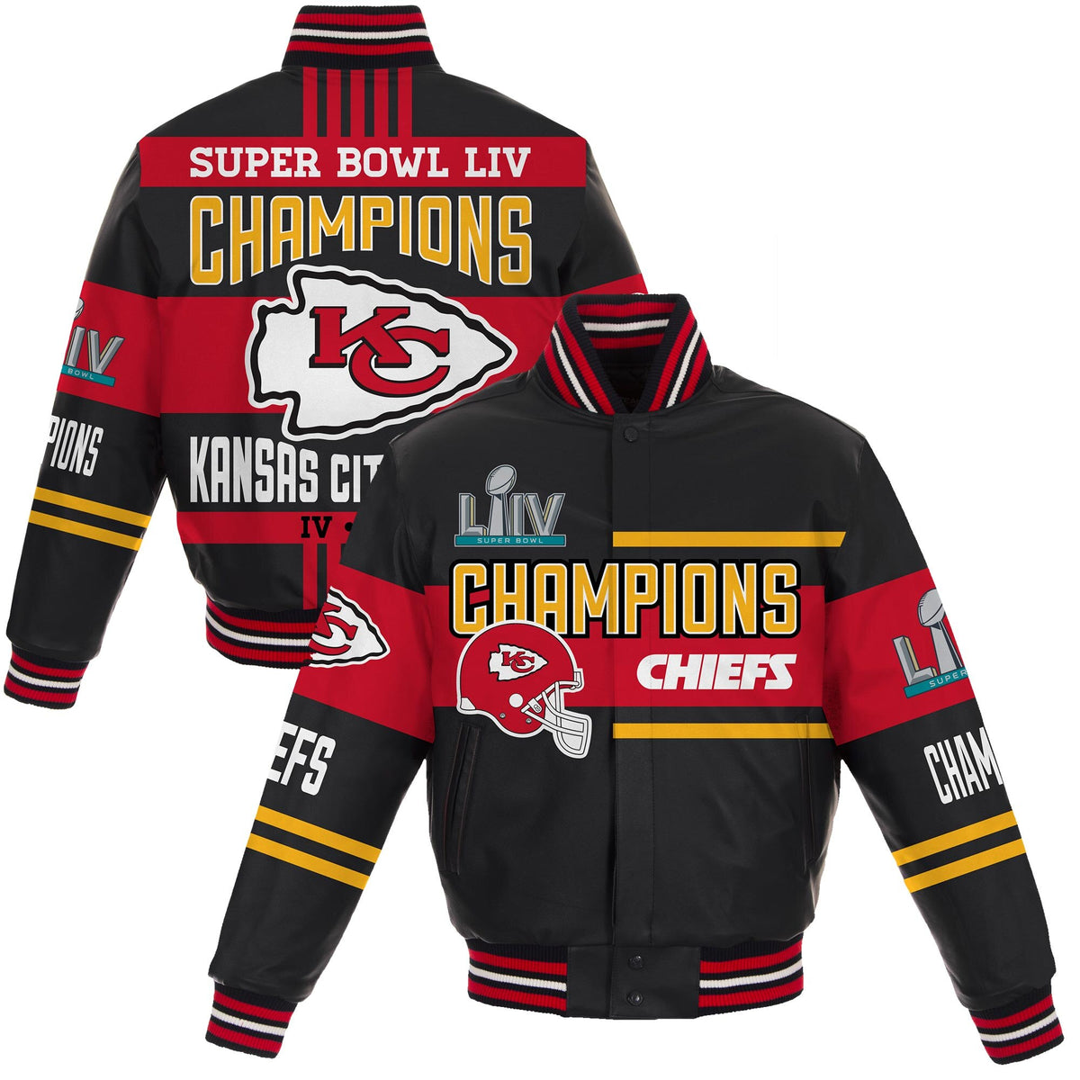 Kansas City Chiefs Mens Charcoal Super Bowl LIV Champions Reversible  Wool/Leather Heavyweight Ja..