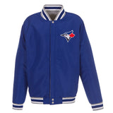 Toronto Blue Jays JH Design Gray Embroidered Reversible Full Snap Fleece Jacket - JH Design