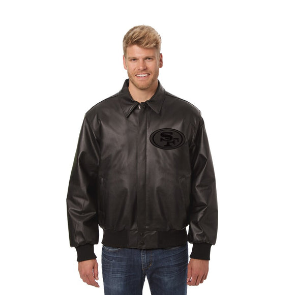 San Francisco 49ers JH Design Tonal All Leather Jacket - Black - JH Design