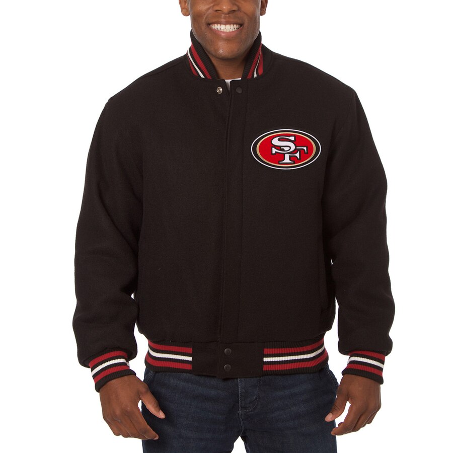 San Francisco 49ers JH Design Embroidered Wool Jacket - Black Medium