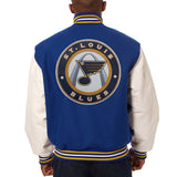 St. Louis Blues Two-Tone Wool and Leather Jacket - Royal - JH Design