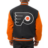 Philadelphia Flyers Embroidered All Wool Two-Tone Jacket - Black/Orange - JH Design