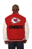 Kansas City Chiefs JH Design Wool & Leather Full-Snap Jacket - Red/Cream - J.H. Sports Jackets