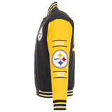 Pittsburgh Steelers Poly Twill Varsity Jacket - Black/Yellow - JH Design