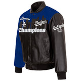 Los Angeles Dodgers JH Design 2025 World Series Champions Full-Snap Leather Jacket – Royal/Black