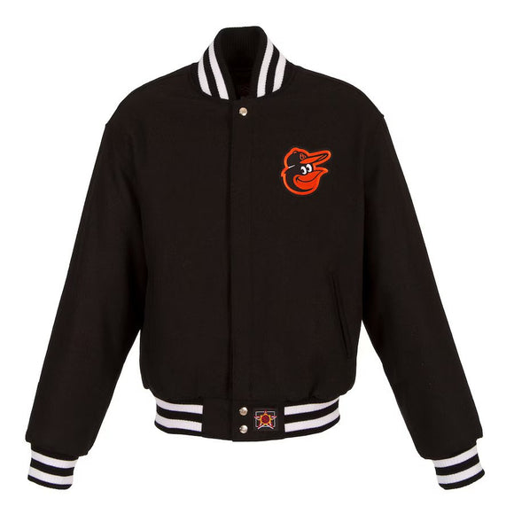 Baltimore Orioles JH Design Women's Embroidered Logo All-Wool Jacket - Black - J.H. Sports Jackets