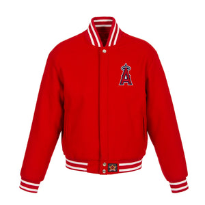 Los Angeles Angels JH Design Women's Embroidered Logo All-Wool Jacket - Red - J.H. Sports Jackets
