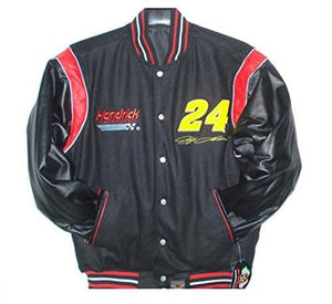 Jeff Gordon Wool & Leather Sleeves Reversible Jacket - Black