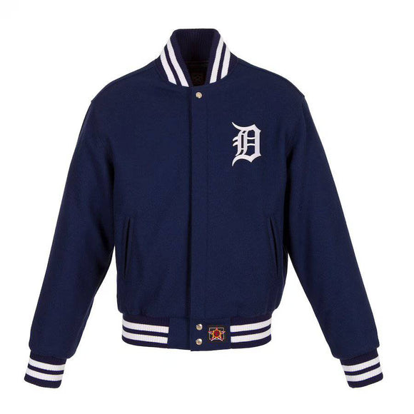 Detroit Tigers JH Design Women's Embroidered Logo All-Wool Jacket - Navy