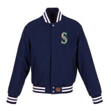 Seattle Mariners JH Design Women's Embroidered Logo All-Wool Jacket - Navy - J.H. Sports Jackets