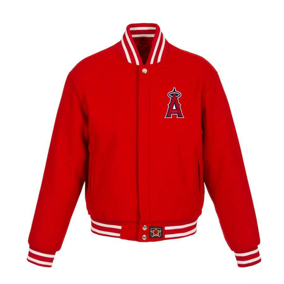 Los Angeles Angels JH Design Women's Embroidered Logo All-Wool Jacket - Red