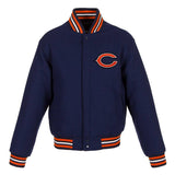 Chicago Bears JH Design Women's Embroidered Logo All-Wool Jacket - Navy