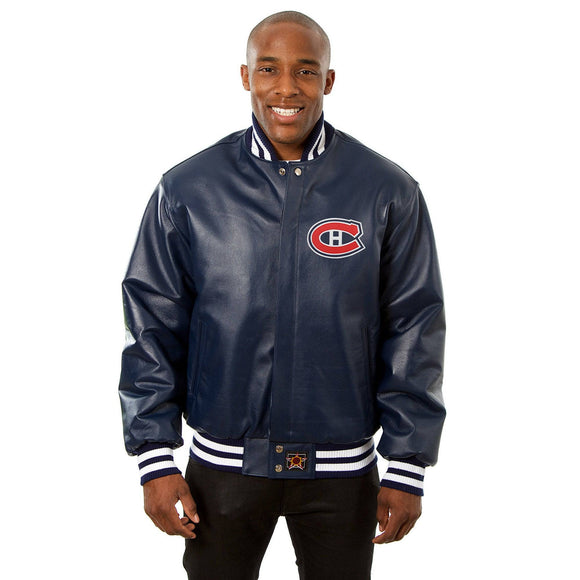 Montreal Canadiens Full Leather Jacket - Navy