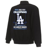 Los Angeles Dodgers 2024 World Series Champions Full-Snap Reversible Wool Jacket - Black - J.H. Sports Jackets