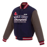 Boston Red Sox JH Design 2018 World Series Champions Wool Reversible Full-Snap Jacket – Navy