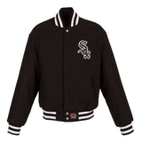 Chicago White Sox JH Design Women's Embroidered Logo All-Wool Jacket - Black