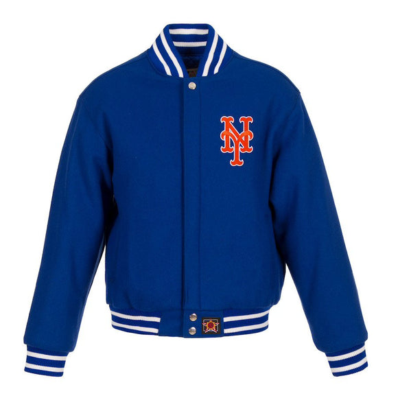 New York Mets JH Design Women's Embroidered Logo All-Wool Jacket - Royal - J.H. Sports Jackets