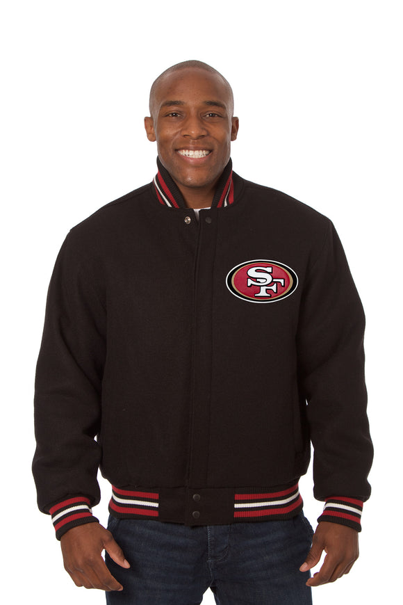 San Francisco 49ers JH Design Wool Handmade Full-Snap Jacket - Black - J.H. Sports Jackets