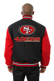 San Francisco 49ers JH Design Wool Handmade Full-Snap Jacket - Black/Scarlet - J.H. Sports Jackets