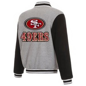 San Francisco 49ers Two-Tone Reversible Fleece Jacket - Gray/Black