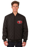 San Francisco 49ers Wool & Leather Reversible Jacket w/ Embroidered Logos - Black