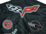 Corvette Embroidered Full Leather Jacket - Black