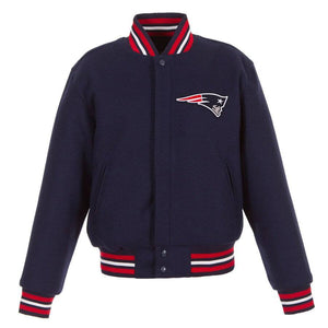 New England Patriots JH Design Women's Embroidered Logo All-Wool Jacket - Navy