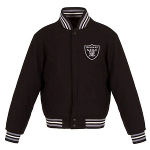 Las Vegas Raiders JH Design Women's Embroidered Logo All-Wool Jacket - Black