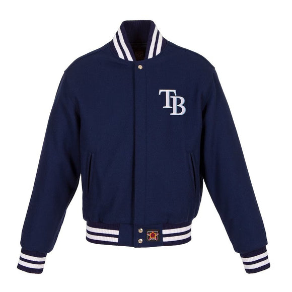 Tampa Bay Rays JH Design Women's Embroidered Logo All-Wool Jacket - Navy - J.H. Sports Jackets