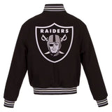 Las Vegas Raiders JH Design Women's Embroidered Logo All-Wool Jacket - Black - J.H. Sports Jackets