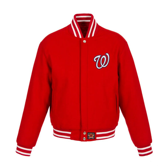 Washington Nationals JH Design Women's Embroidered Logo All-Wool Jacket - Red - J.H. Sports Jackets