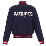 New England Patriots JH Design Women's Embroidered Logo All-Wool Jacket - Navy