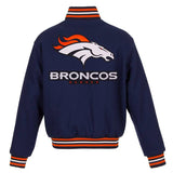 Denver Broncos JH Design Women's Embroidered Logo All-Wool Jacket - Navy